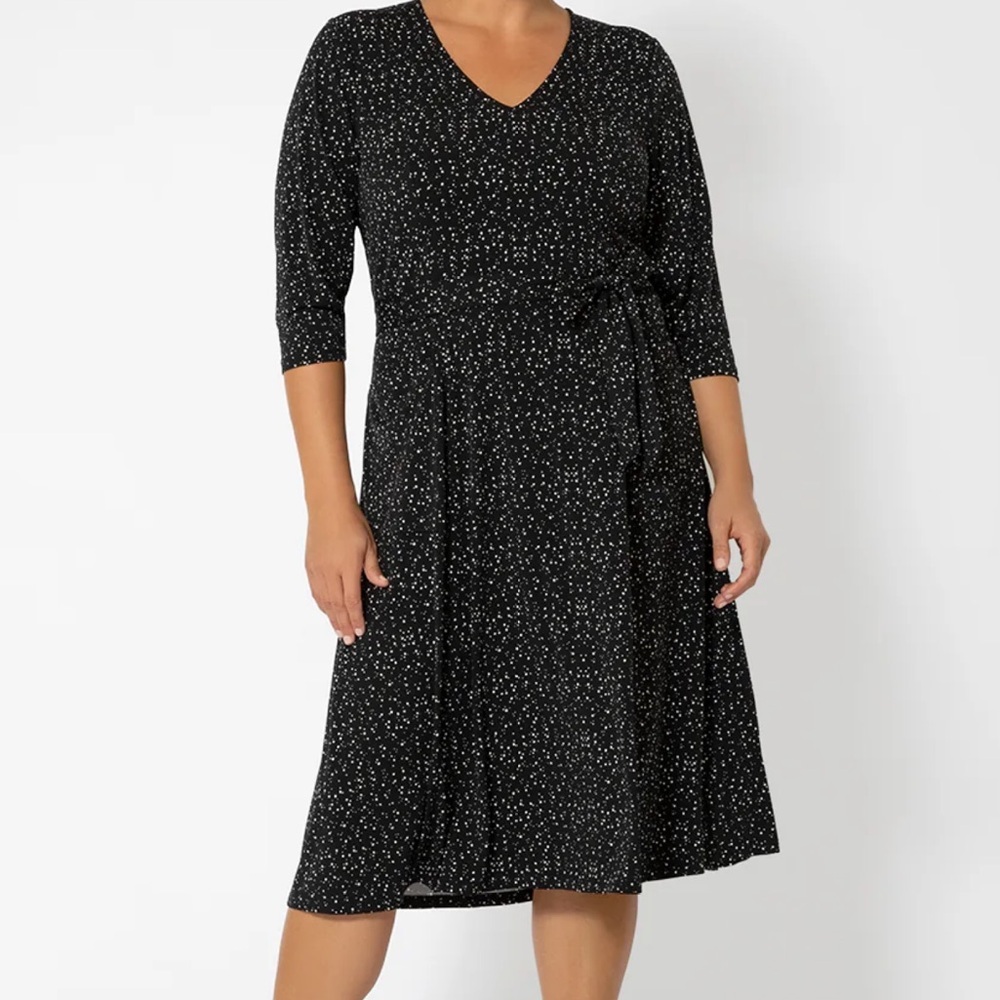 Leota Women's Eliza Belted Starry Night Black & White Dress